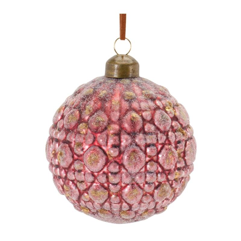 Glittered Glass Christmas Ball Ornaments 3" (80Mm) Red and Gold 12Ct