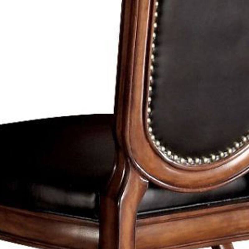 Chateau De Ville Side Chair (Set-2) in Black PU & Cherry