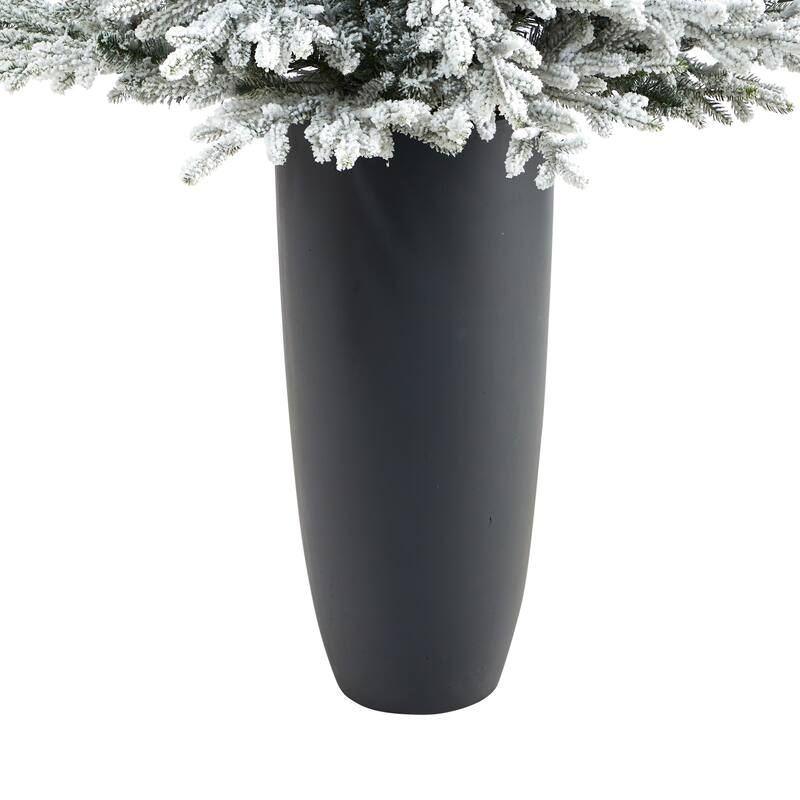 5' Flocked Artificial Christmas Tree with 300 Lights in Gray Planter