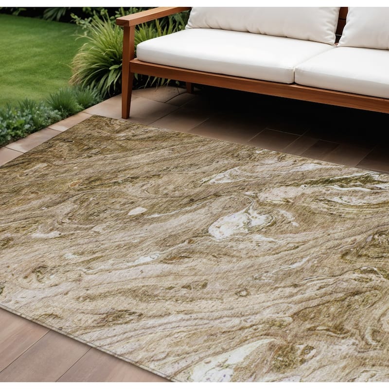 HomeRoots Abstract Transitional Rectangle Outdoor Rug - 8' X 10'