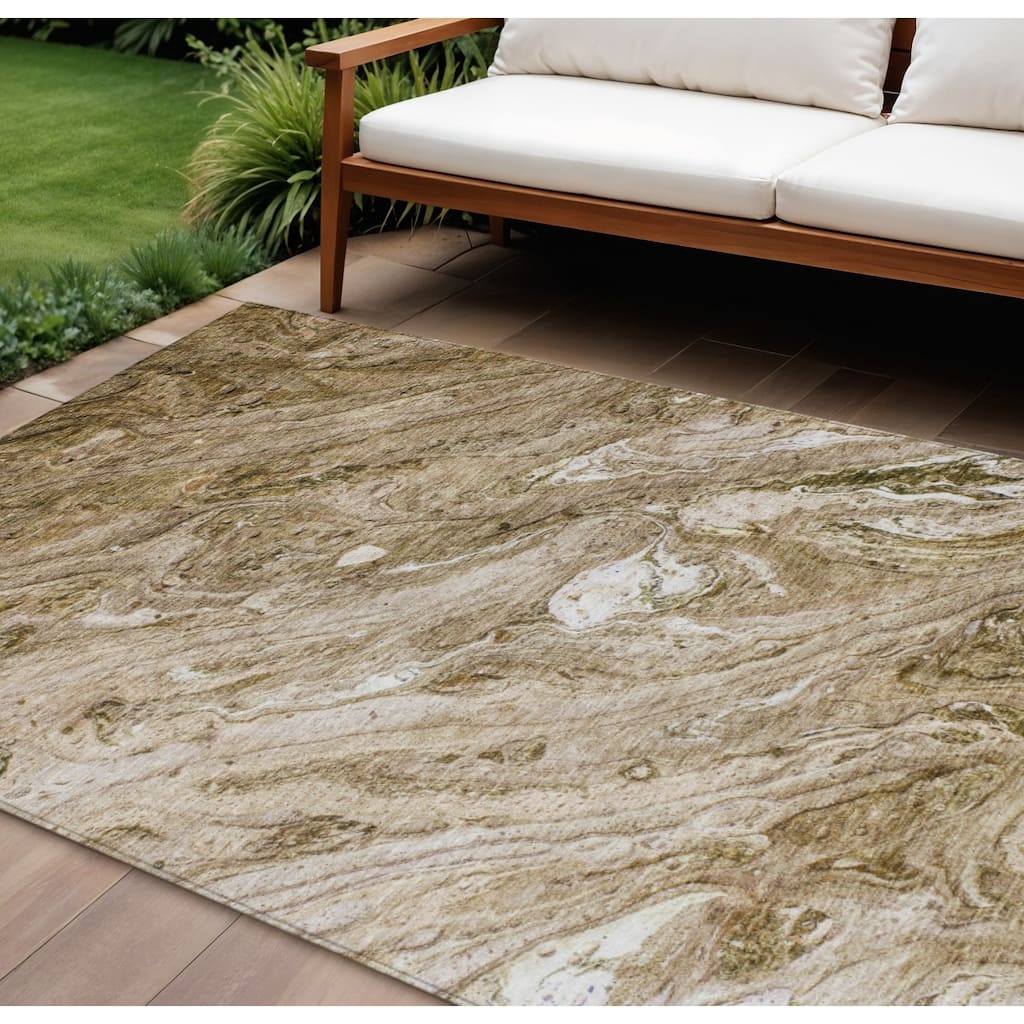 HomeRoots Abstract Transitional Rectangle Outdoor Rug