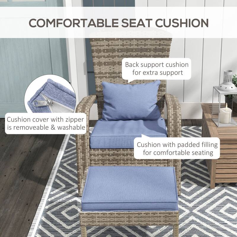 Patio Wicker Adirondack Chair with Ottoman