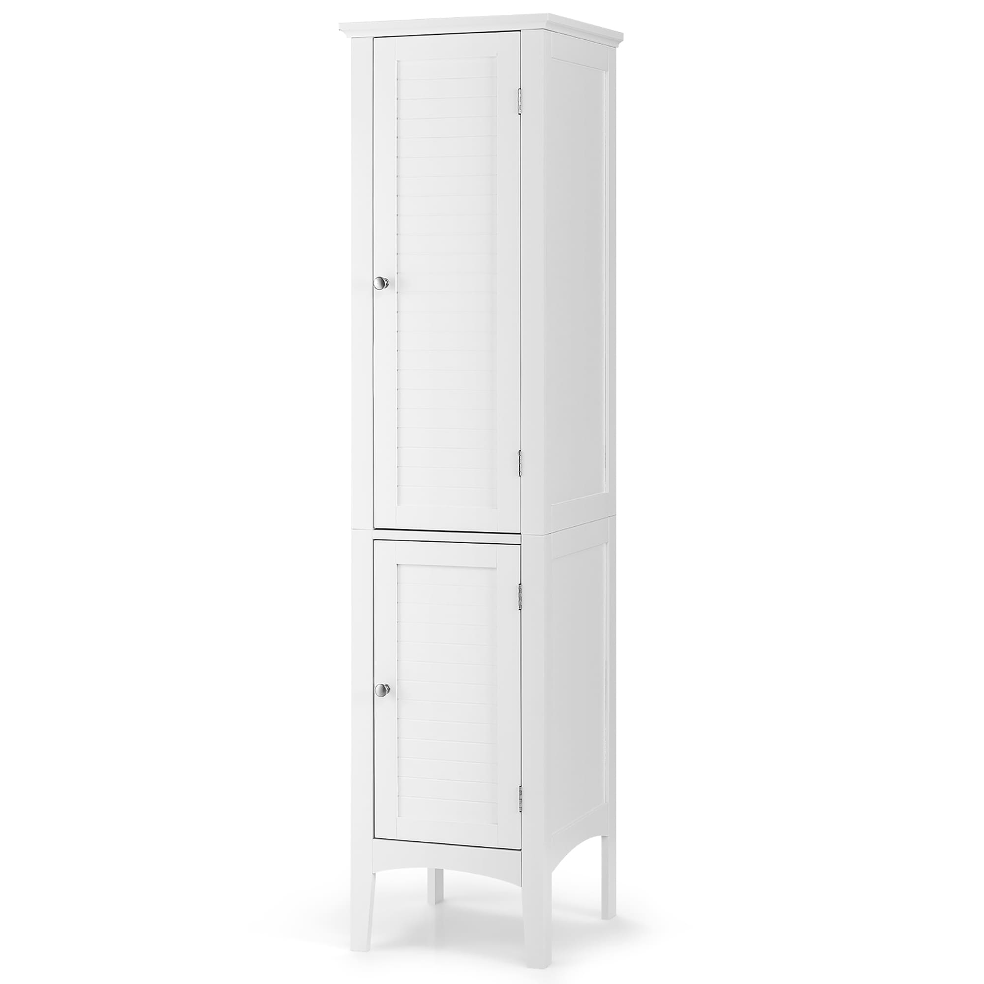 Giantex High Storage Bathroom Cabinet, Freestanding Slim Organizer, Linen  Tower Narrow Floor Cabinet, White 