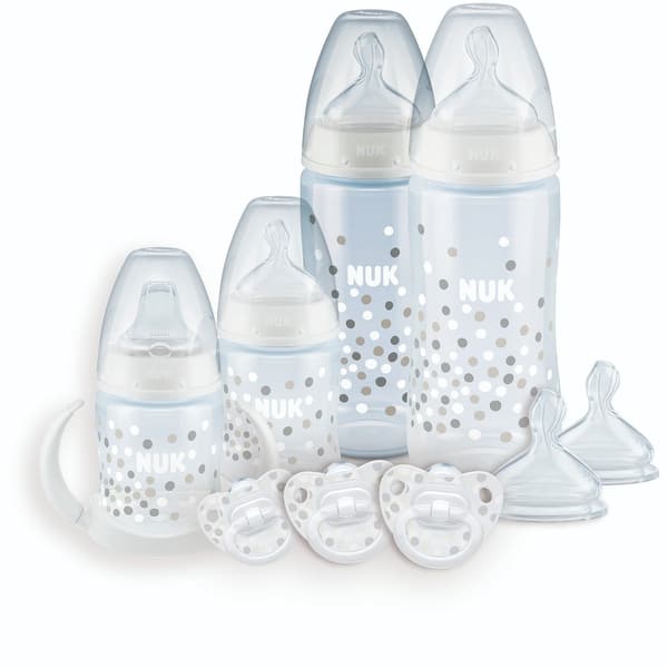 slide 2 of 7, Nuk Smooth Flow Anti-Colic Bottle Newborn Gift Set - Clear