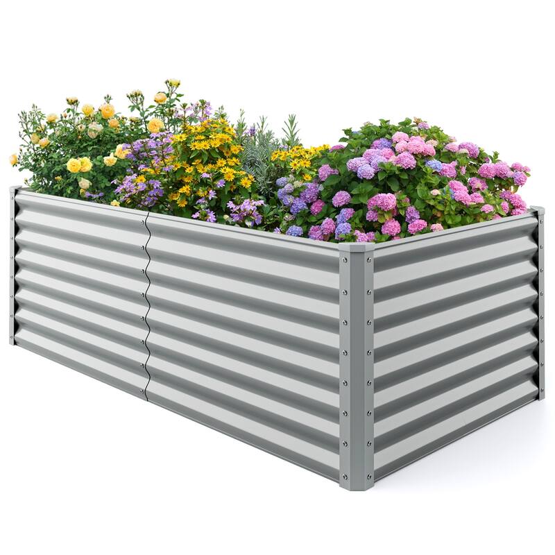 Gymax Raised Garden Bed Large Metal Planter Box Kit for Vegetable Herb