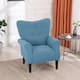 EROMMY Wing back Arm Chair, Upholstered Fabric High Back Chair with Wood Legs - Blue