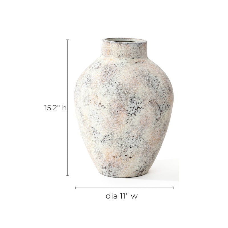 Marbled White Tall Round Stoneware Vase (Single)