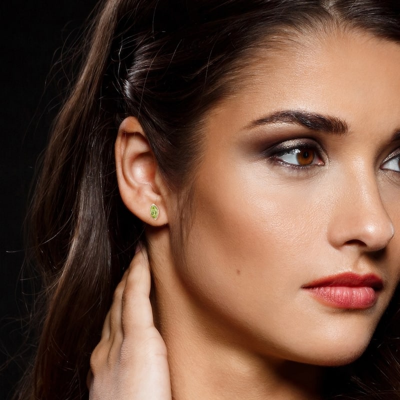 Miadora 14k Yellow Gold Peridot Marquise Stud Earrings