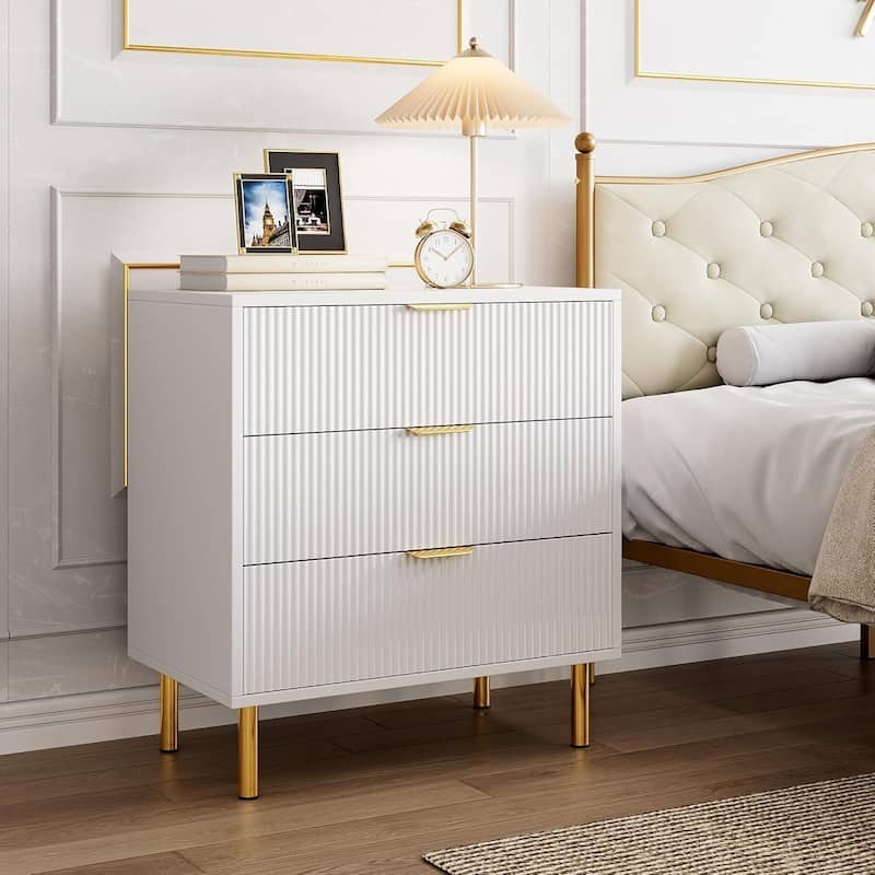 Modern Design 3 Drawer Dresser, Storage Nightstand for Bedroom, Living Room, Closet, Hallway