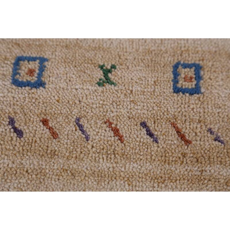 Hand Knotted Oriental 100% Wool Carpet Tribal Animal Pictorial Yellow & Gold Gabbeh Area Rug - 8' 9'' X 6' 2''