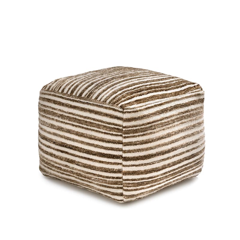 Jani 22-inch Ottoman Pouf - Handcrafted Handmade Round Ottoman for Seating, Footrest, Home Decor for Living Room, Bedroom