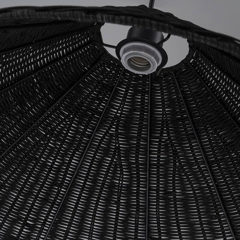 1-Light Farmhouse Straw Hat Hand Woven Chandelier with Natural Rattan Shade