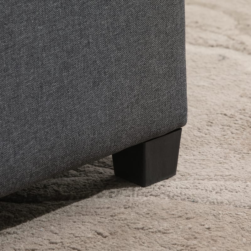 HOMCOM Fabric Tufted Storage Ottoman with Flip Top Seat Lid, Metal Safety Hinge and Stable Rubberwood Legs
