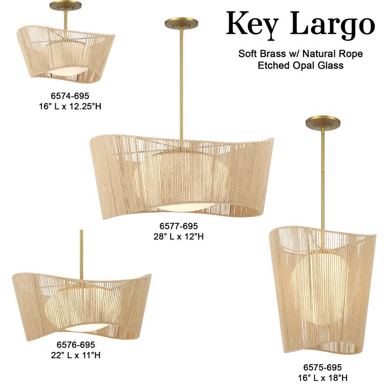 Minka Lavery 6577 Key Largo 1 Light 28" Wide Pendant with Natural Rope