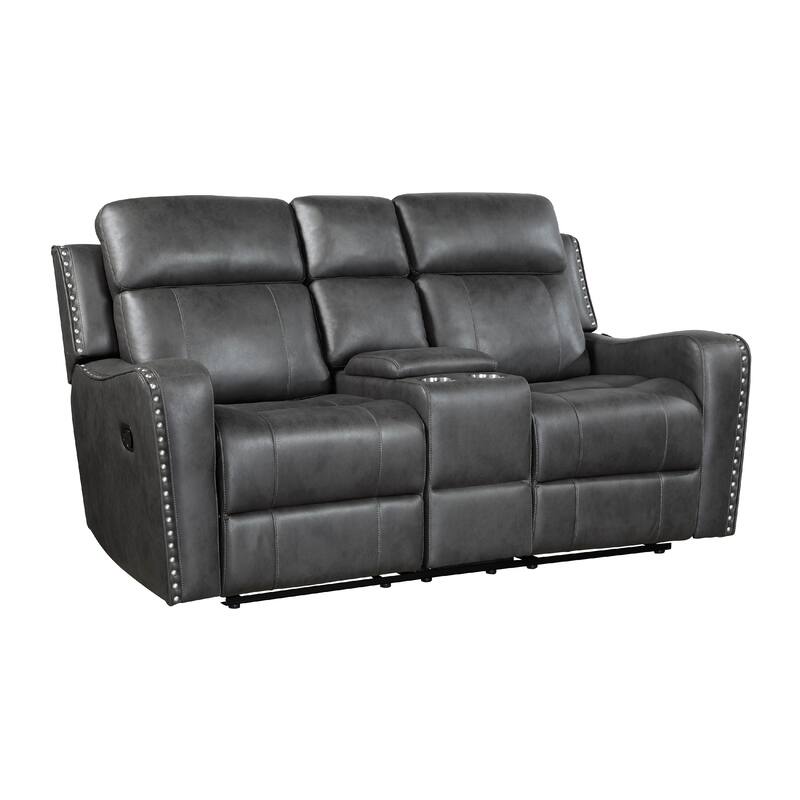 Gimo Dual Manual Recliner Loveseat, Dark Gray Microfiber, 72 Inch