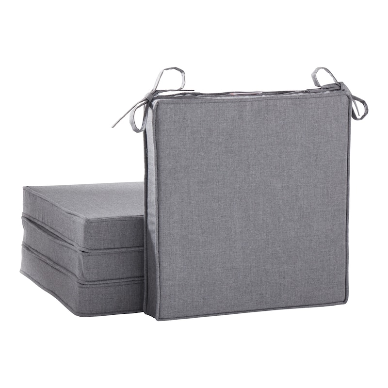 Sunbrella Indoor/ Outdoor 17-inch Square Corded Chair Pad - Cast Slate - Set of 4