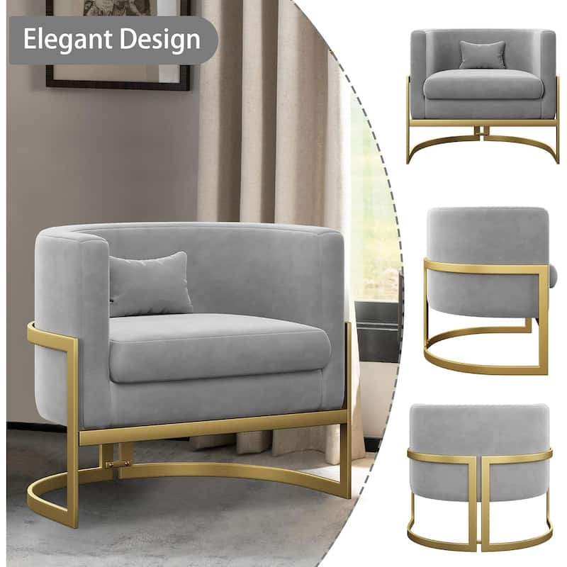 Accent Chair, Velvet Barrel Chair Modern Arm Chair for Living Room