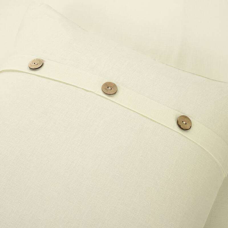 Lush Decor Belgian Flax Prewashed Linen Rich Cotton Blend Duvet Cover 3 Piece Set