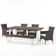 preview thumbnail 4 of 48, Linden Outdoor 6 Piece Rustic Iron and Acacia Wood Dining Set by Christopher Knight Home