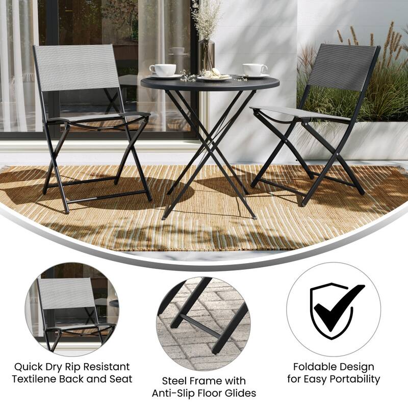 2 Pack Commercial Outdoor Flex Comfort Folding Chair with Metal Frame