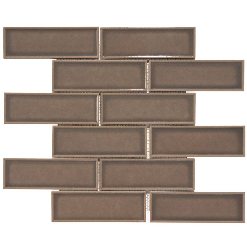 Century 2" x 6" Brick Porcelain Mosaic Tile - 5 Sheets (4.95 sf) - Brown