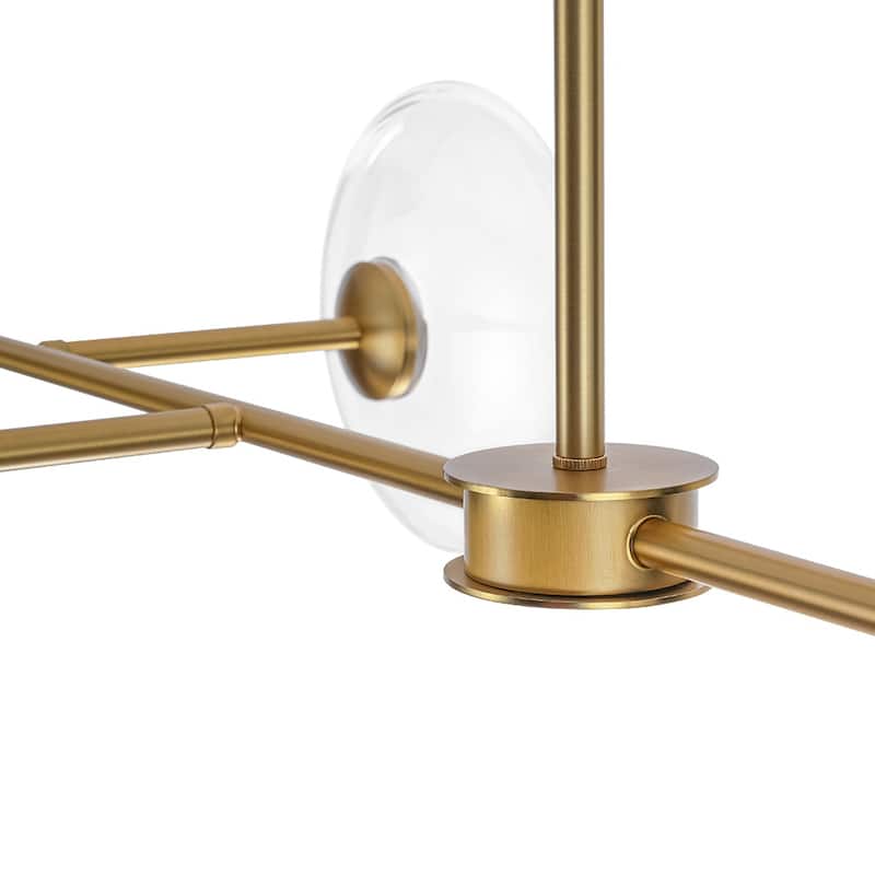 Modern 6-Light Disc Glass Dimmable LED Linear Chandelier - N/A