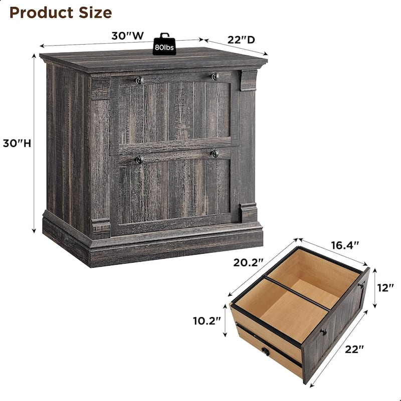 Farmhouse File Cabinet, Wood Lateral Filing Cabinet, Storage Cabinet
