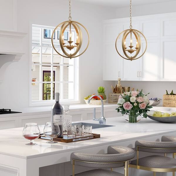 Glam Gold Chandelier 3 Lights Island Pendant Ceiling Lighting Fixture For Kitchen W15 5 X H18 Overstock 29396797