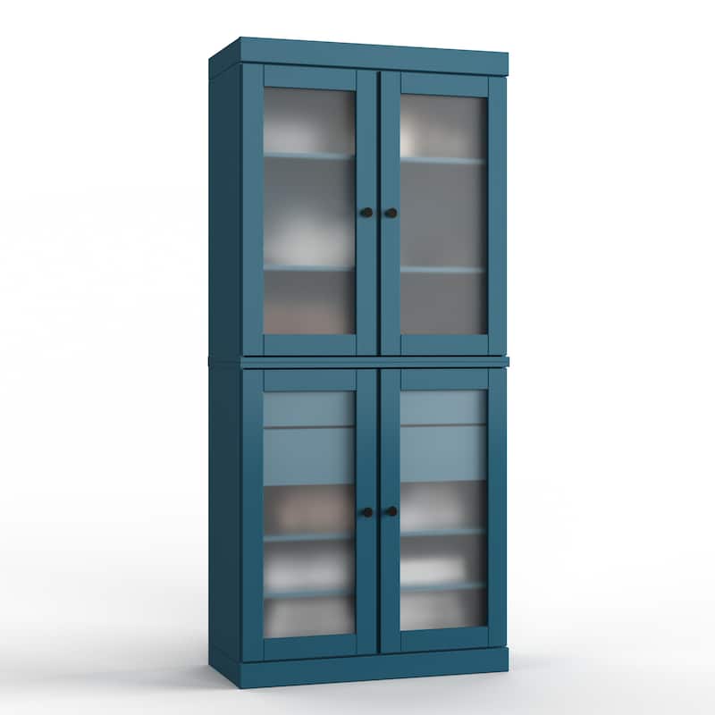 Palace Imports 100% Solid Wood 32" Bathroom Cabinet with Frosted Glass Doors, 2-Drawers and Adjustable Shelves