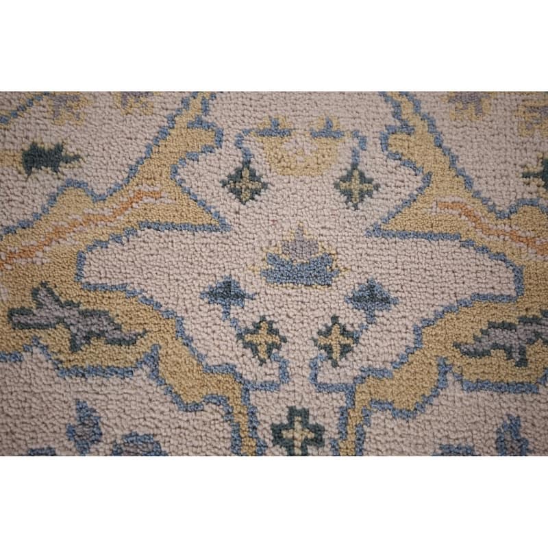 Ivory & Blue Oushak Oriental Runner Rug Handmade Wool Carpet - 2'6"x 7'9"