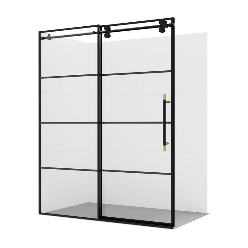 Losar Single Sliding Framed Shower Door - 64" W x 78" H - Matte Black