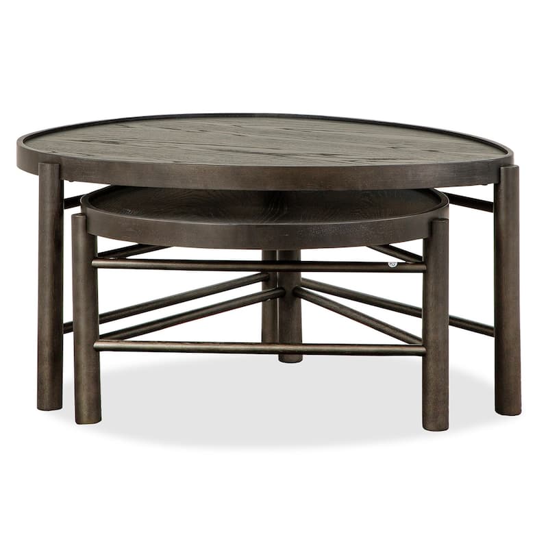 Magnussen Home Hadleigh Black Coffee Bean Shaped Nesting Cocktail Table - 37''W x 31.5''D x 18''H