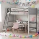preview thumbnail 2 of 12, Contemporary Solid Wood Twin Size Loft Bed with Ladder & Safety Guaranteed, Solid Construction & Versatility Galore, Grey