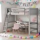 preview thumbnail 16 of 42, Solid Wood Twin Size Loft Bed with Ladder & Safety Guaranteed, White Grey