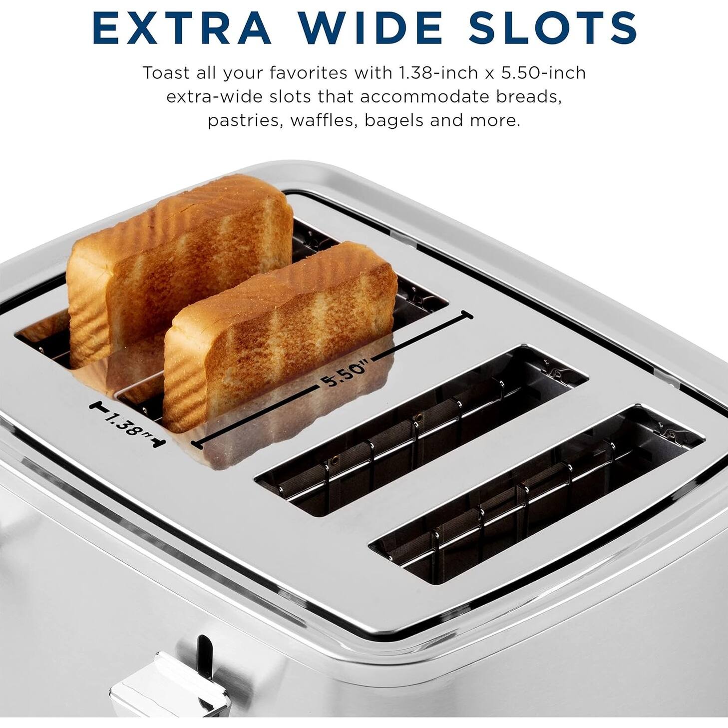 4 Slice Toaster Extra Wide Slots for Toasting Bagels, Breads, Waffles