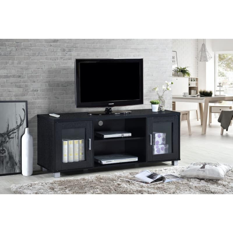 57" Black Wide Contemporary Entertainment Center