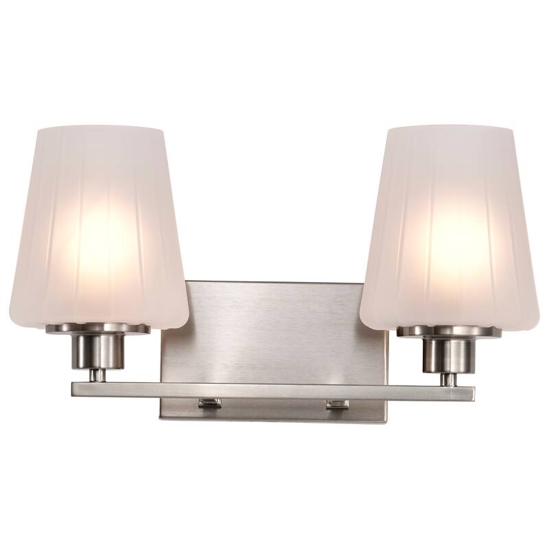 Lune 2 Light Vanity Brushed Nickel Finish Etched White Glass - Brushed Nickel