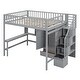 preview thumbnail 9 of 16, Full size Loft Bed with Bookshelf, Drawers, Desk and Wardrobe, Grey