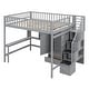 preview thumbnail 9 of 13, Multifunctional Stairway Storage Full Loftbed Frame w/ Wardrobe & Desk