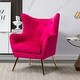 preview thumbnail 98 of 141, Eusebio Tufted Velvet Accent Chair with Wingback, Arms, and Metal Gold Legs for Living Room or Bedroom by HULALA HOME FUSHIA