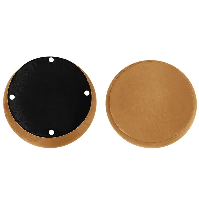 Adeco Round Storage Ottoman with Removable Lid, Vanity Velvet Footrest