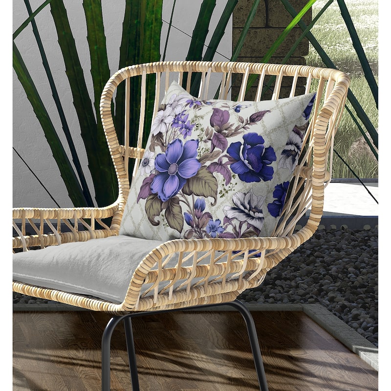 Wildflower Artistry Indoor/Outdoor Reversible Throw Pillow Blue and Purple