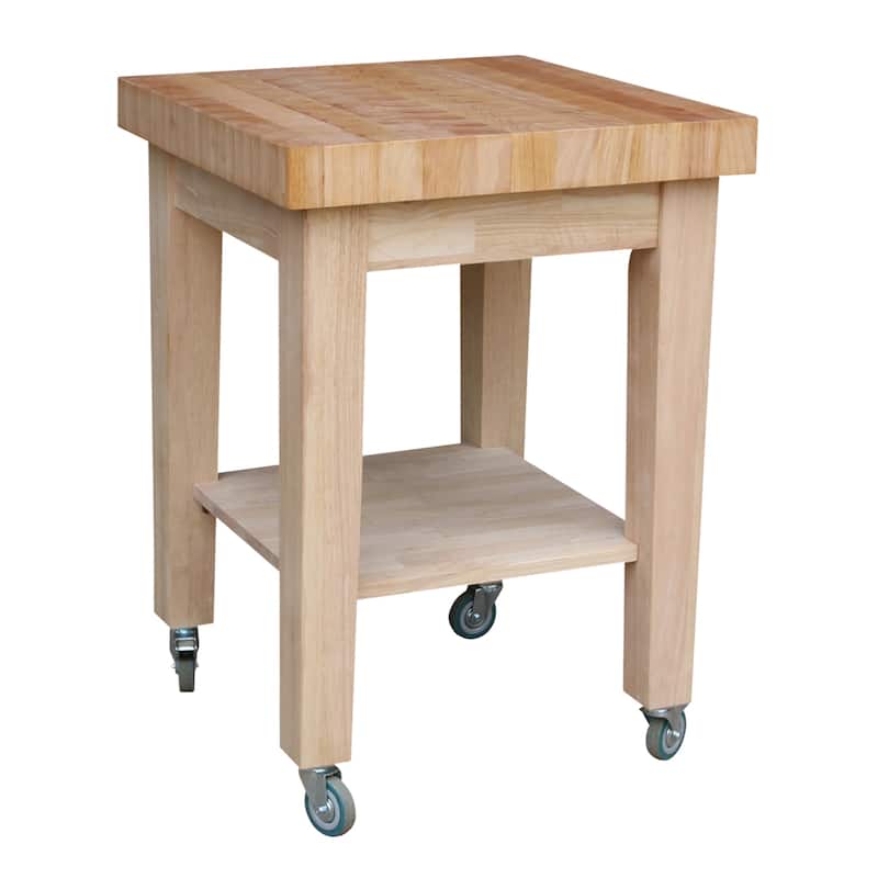 Copper Grove Lakeland Unfinished Solid Parawood Kitchen Island Cart