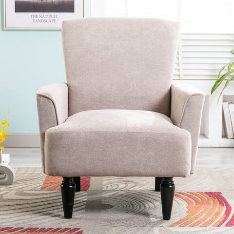 Classic Living Room Accent Armchair Linen Upholstered Couch Furniture with Solid Wood Frame & Soft Sponge for Home or Office