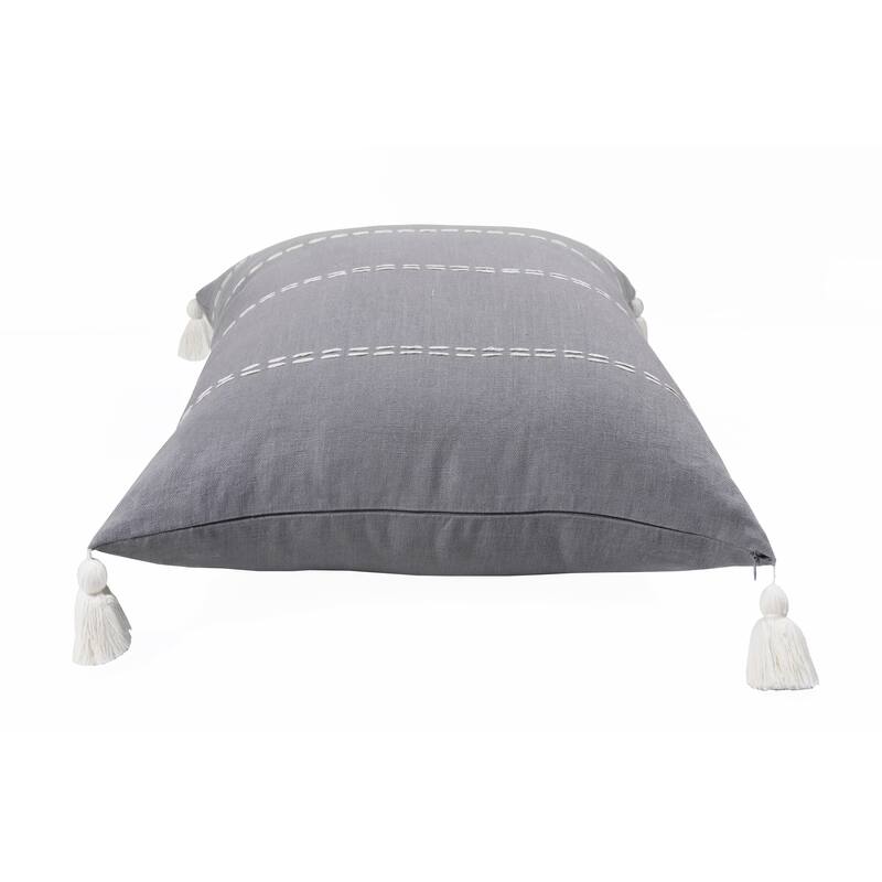 Sevita Hand-Woven Striped Linen Throw Pillow, 20" x 20"