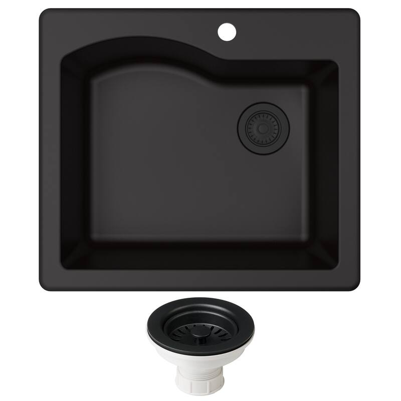 Kraus Quarza 25" Undermount Single Basin Granite Composite Kitchen - Black