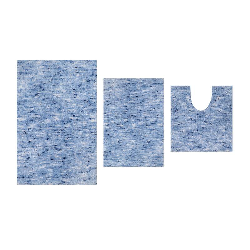 Home Weavers Cloud Comfort 100% Microfiber Bathroom Rug, Non Slip Bath Mat Water Absorbent Soft Microfiber Shaggy Mat - 3 PC Set