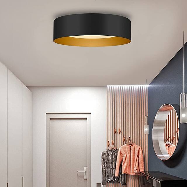 Modern Minimalist Metal Shaded Drum Flush Mount Ceiling Light