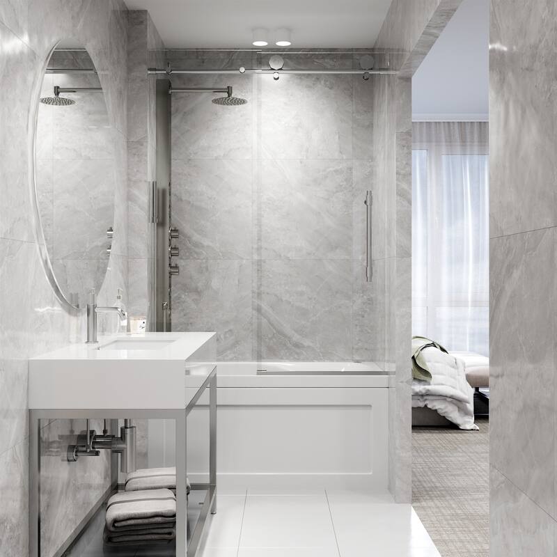 VIGO Elan Hart 56" to 60" W x 66" H Frameless Sliding Tub Door