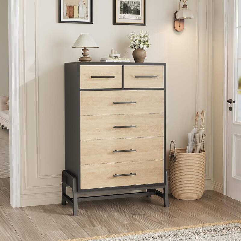 6 - Drawer Dresser for Bedroom, 46.6" Tall Dresser, Tall Drawer with Storage Freestanding
